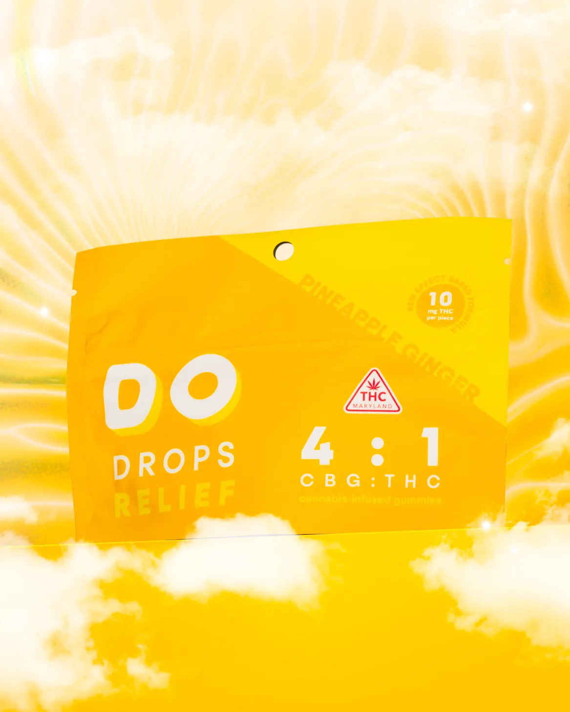 DO Drops Relief pouch, Pineapple Ginger, in its own relief colour world.