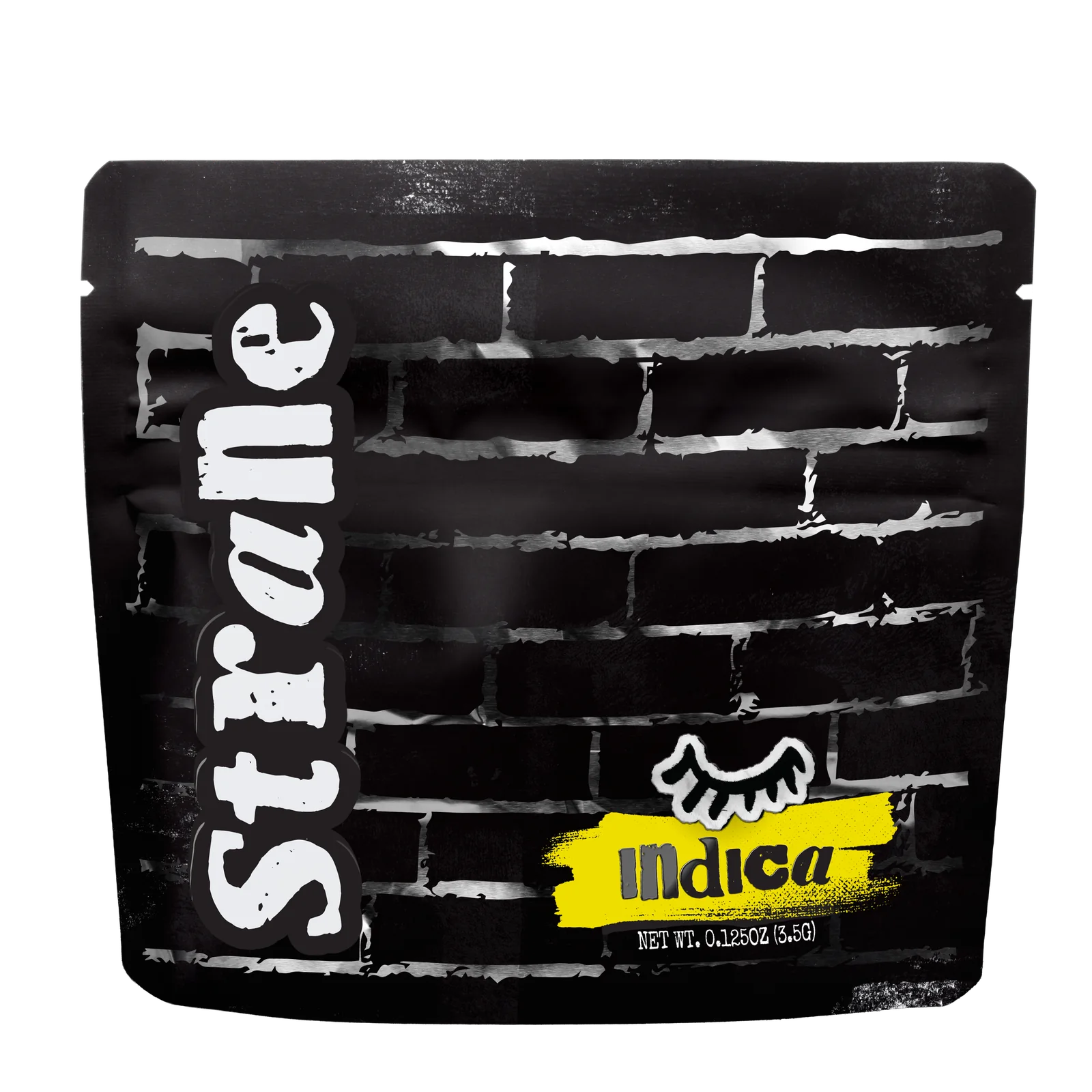 Strane 3.5g flower mockup: indica, silver foil